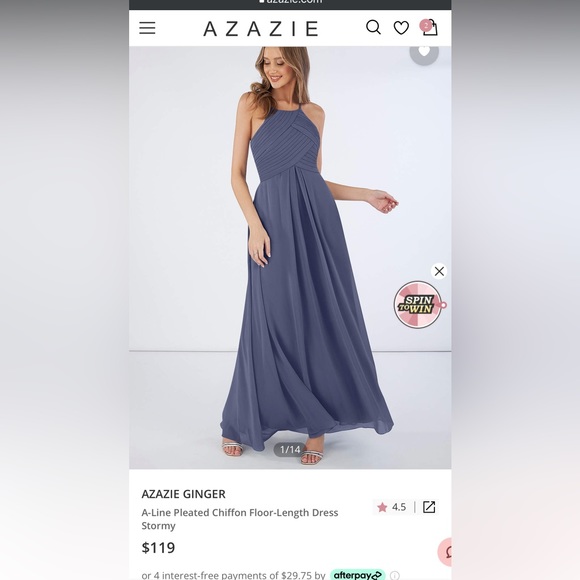 Azazie Ginger bridesmaid dress Stormy - Picture 5 of 6